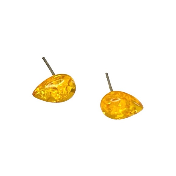 Honey Amber Sterling silver post earrings. - Picture 1 of 2